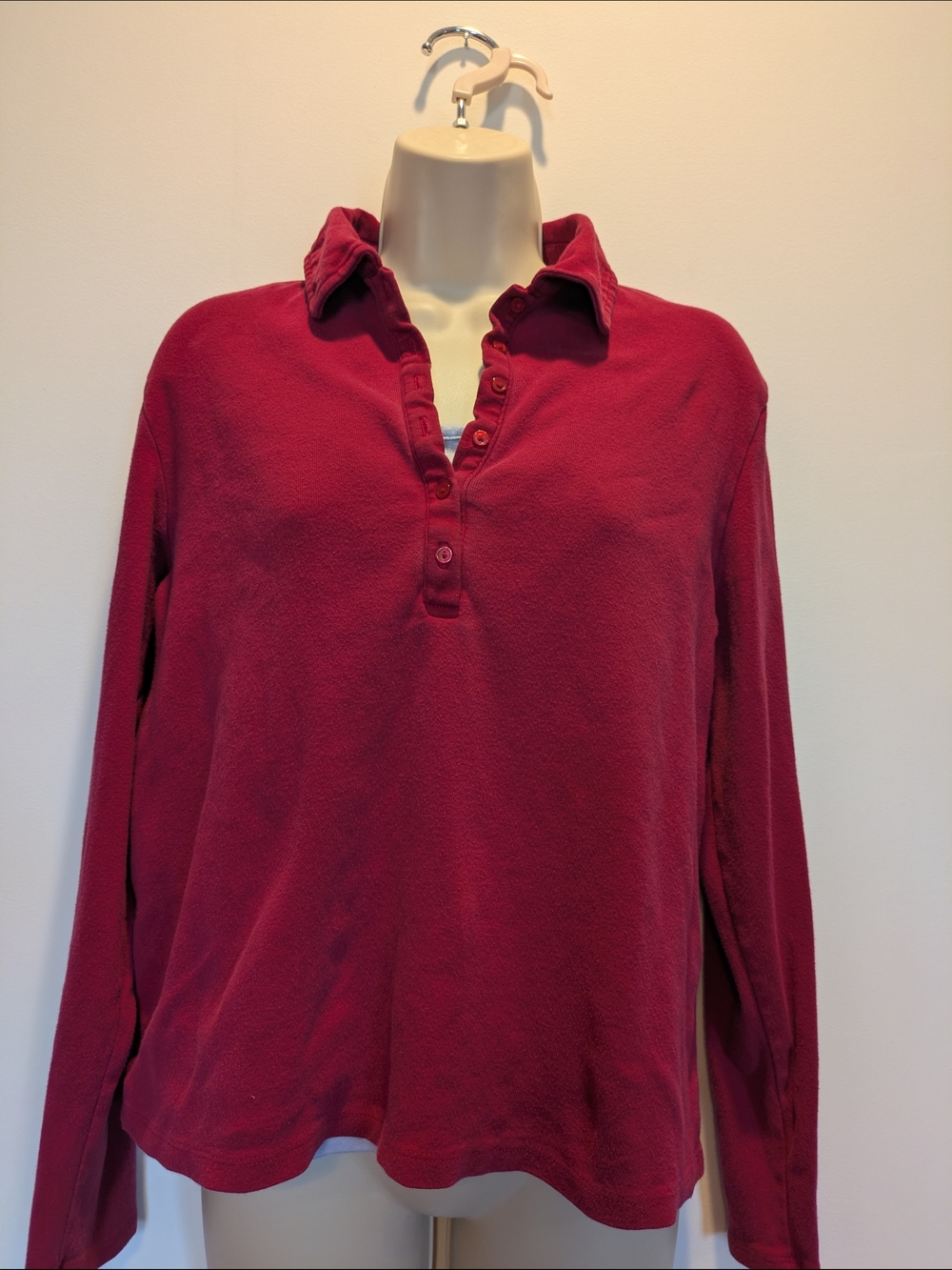 💙 3/$20 Sonoma Raspberry Red Long Sleeve Polo Top Large